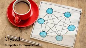  Presentation with doodle - PPT theme consisting of fully connected computer network mesh background and a coral colored foreground