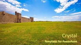  Presentation with preserved - PPT layouts consisting of fully-preserved-antique-city-walls background and a tawny brown colored foreground