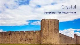  Presentation with old photo - Amazing slide set having fully-preserved-city-wall backdrop and a sky blue colored foreground