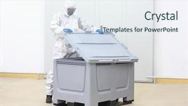  Presentation with plastic container - Amazing presentation having fully protected technician lifting cover backdrop and a  colored foreground