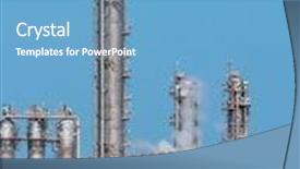  Presentation with refinery - Colorful PPT theme enhanced with fumes of the towers of a refinery of chemistry industry backdrop and a teal colored foreground