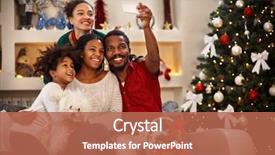  Presentation with african american church family - Slide set consisting of fun - cheerful african family making selfie background and a coral colored foreground