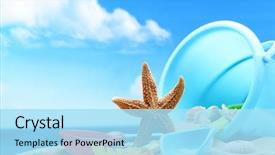  Presentation with child development developing toy - Cool new presentation theme with summertime fun - child's bucket spade and other backdrop and a arctic colored foreground