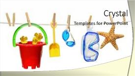  Presentation with summer - Slide deck consisting of summertime fun - child's summer toys on clothesline background and a white colored foreground