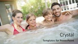  Presentation with tub - Colorful theme enhanced with fun - family of 4 enjoying bath backdrop and a light gray colored foreground