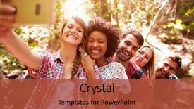  Presentation with walk - Theme having fun - group of friends on walk background and a red colored foreground