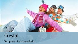  Presentation with teenagers - Slides having fun - group of teenagers slide downhill background and a light blue colored foreground