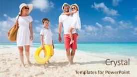  Presentation with vacation - Slide set consisting of fun - happy beautiful family background and a lemonade colored foreground