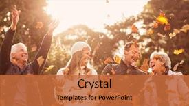  Presentation with family day - Audience pleasing PPT theme consisting of fun - happy family throwing leaves backdrop and a red colored foreground