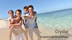  Presentation with parents - Slide set with fun - parents giving piggyback ride background and a coral colored foreground