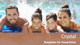  Presentation with swimming - Presentation design with fun - portrait of family on airbed background and a coral colored foreground