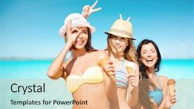  Presentation with food ice - Slide deck enhanced with fun - summer holidays vacation food travel background and a coral colored foreground