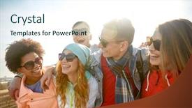  Presentation with travel friends - Audience pleasing presentation theme consisting of fun - tourism travel people leisure backdrop and a sky blue colored foreground