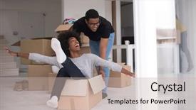  Presentation with african american black couple - Cool new presentation theme with fun after moving in new backdrop and a soft green colored foreground