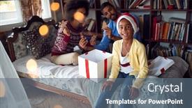  Presentation with christmas girl - Audience pleasing PPT theme consisting of fun-and-cheerful-christmas-happy backdrop and a ocean colored foreground