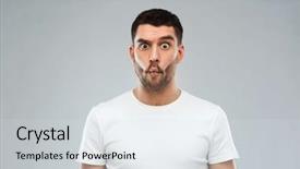  Presentation with fish people - PPT layouts having fun and people concept - man background and a sky blue colored foreground