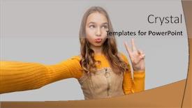  Presentation with teenage girl - Colorful slide deck enhanced with fun-and-people-concept-funny backdrop and a light gray colored foreground