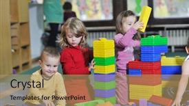  Presentation with play kids - Theme featuring fun and play at kindergarden background and a coral colored foreground