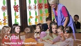  Presentation with happy kids - Cool new slides with fun and play at kindergarden backdrop and a  colored foreground