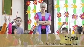  Presentation with play kids - PPT layouts enhanced with fun and play at kindergarden background and a yellow colored foreground