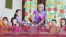  Presentation with play kids - Presentation having fun and play at kindergarden background and a violet colored foreground