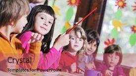  Presentation with play kids - Theme featuring fun and play at kindergarden background and a coral colored foreground