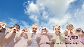  Presentation with happy kids - Beautiful PPT layouts featuring fun and play at kindergarden backdrop and a coral colored foreground
