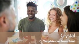  Presentation with happy birthday - Presentation theme consisting of fun and toasting at birthday background and a coral colored foreground