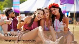  Presentation with music festival silhouette bank - Presentation theme enhanced with fun at a music festival background and a coral colored foreground