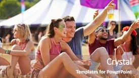  Presentation with festival music - Amazing presentation theme having fun at a music festival backdrop and a coral colored foreground