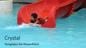  Presentation with indian - Audience pleasing presentation theme consisting of fun at a water slide backdrop and a arctic colored foreground