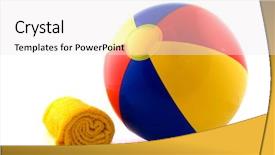  Presentation with beach ball - Amazing slides having a colorful floated ball backdrop and a white colored foreground