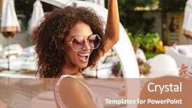  Presentation with swimming pool - Slide deck featuring fun at the swimming pool background and a coral colored foreground