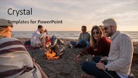  Presentation with sunset beach - Cool new slides with fun autumn - young couple enjoying with friends backdrop and a soft green colored foreground