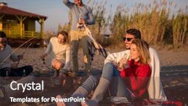  Presentation with sunset beach - Audience pleasing PPT theme consisting of fun autumn - young couple enjoying with friends backdrop and a  colored foreground