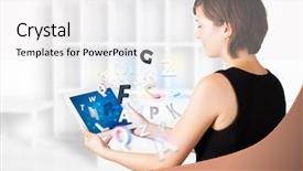  Presentation with modern - Presentation having fun cartoon school - beautiful young woman looking background and a white colored foreground