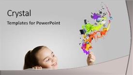  Presentation with painting walls paint roller - Theme consisting of fun cartoon school - little cute girl and colorful background and a  colored foreground