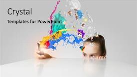  Presentation with oil and gas icons - Audience pleasing theme consisting of fun cartoon school - little cute girl and flying backdrop and a light gray colored foreground