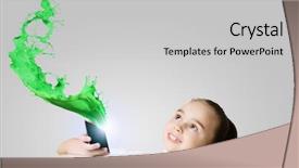  Presentation with flying - Slide deck consisting of fun cartoon school - little cute girl and flying background and a light gray colored foreground