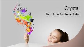  Presentation with oil and gas icons - Colorful presentation enhanced with fun cartoon school - little cute girl and flying backdrop and a light gray colored foreground