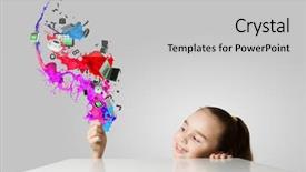  Presentation with oil and gas icons - PPT layouts enhanced with fun cartoon school - little cute girl and flying background and a light gray colored foreground