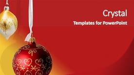  Presentation with clear - PPT layouts with fun coil - christmas balls hanging very clear background and a gray colored foreground