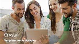  Presentation with thai local language - Slides featuring fun college - group of friends meeting background and a coral colored foreground