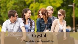  Presentation with teenage - PPT theme enhanced with fun college - summer holidays education campus background and a coral colored foreground