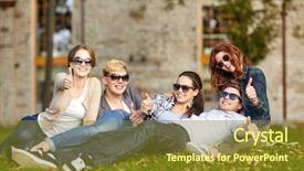  Presentation with holidays - Amazing PPT theme having fun college - summer holidays education campus backdrop and a tawny brown colored foreground