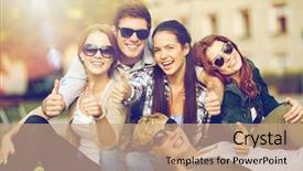  Presentation with college campus - Slide deck enhanced with fun college - summer holidays education campus background and a coral colored foreground