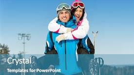  Presentation with winter sports - Slide deck with fun concept of winter sports background and a teal colored foreground