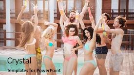  Presentation with my best friend - Presentation theme enhanced with fun dancing at swimming pool background and a coral colored foreground