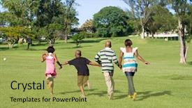 Presentation with african children - Presentation theme consisting of fun days - african children running background and a yellow colored foreground