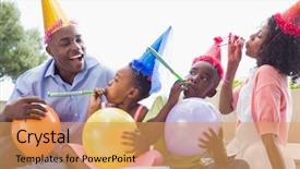  Presentation with happy birthday - PPT layouts enhanced with fun days - happy family celebrating a birthday background and a  colored foreground